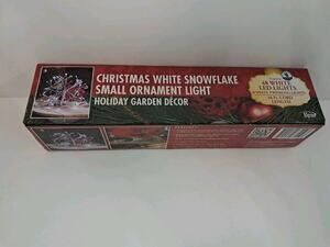 NIB 2 boxes Alpine Christmas White Snowflake LED Ornament Light Decor 48 LED